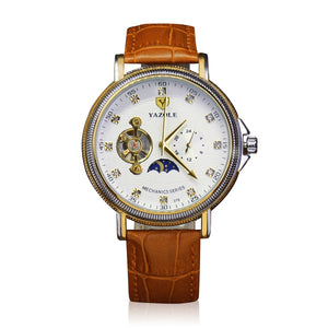 YAZOLE Mechanical Watch Men Hollow Tourbillon Mechanical