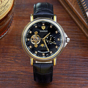 YAZOLE Mechanical Watch Men Hollow Tourbillon Mechanical